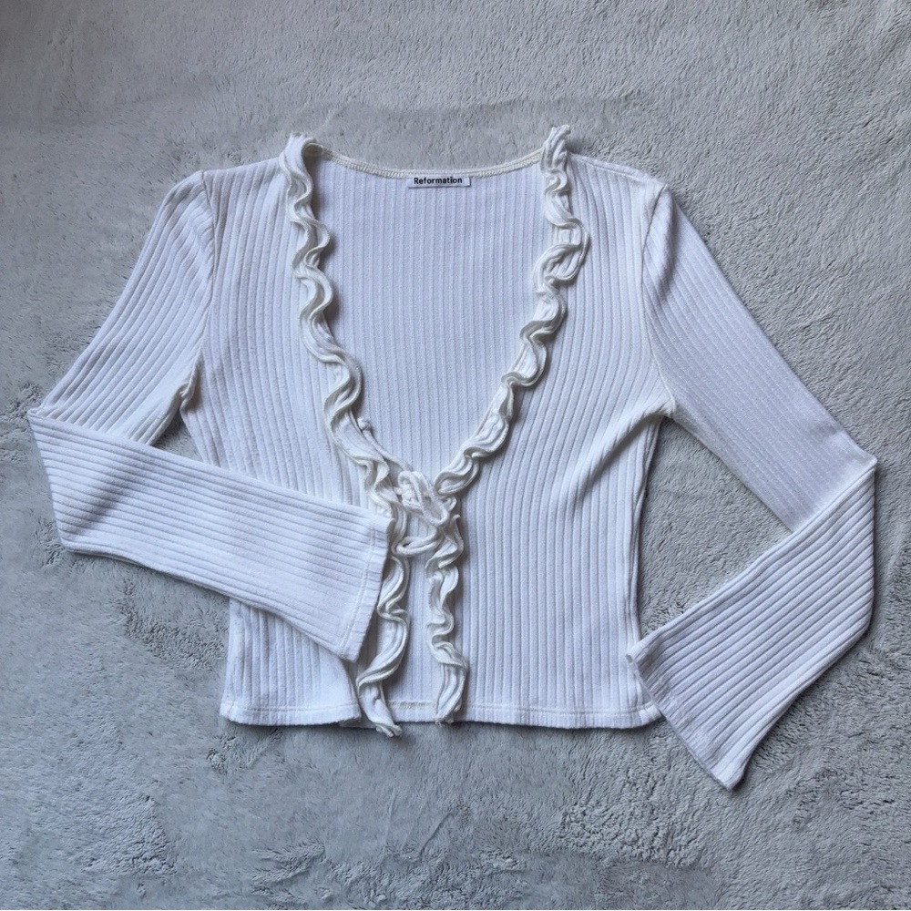Reformation Gellar Ruffle Knit Top - Picture 2 of 4
